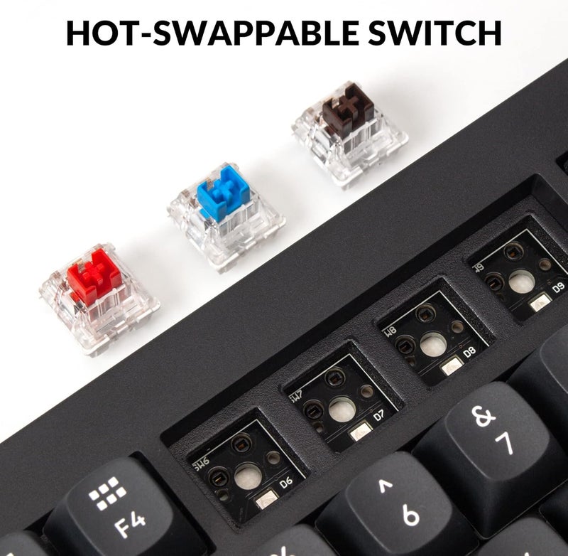 Keychron V1 75% Wired Mechanical Keyboard, QMK/VIA Programmable, Hot-swappable Red Switches, Compatible with Mac Windows Linux - Carbon Black - Image 4